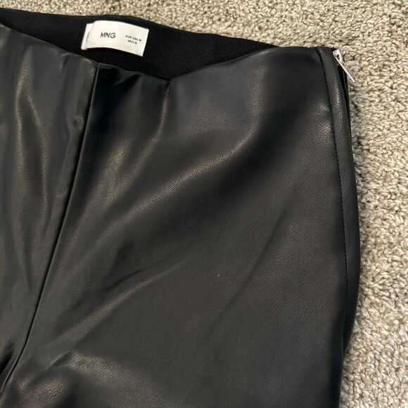 MANGO Faux Leather Black Leggings W/ Elastic Waistband & Side Zip Closure Sz M - Picture 4 of 8
